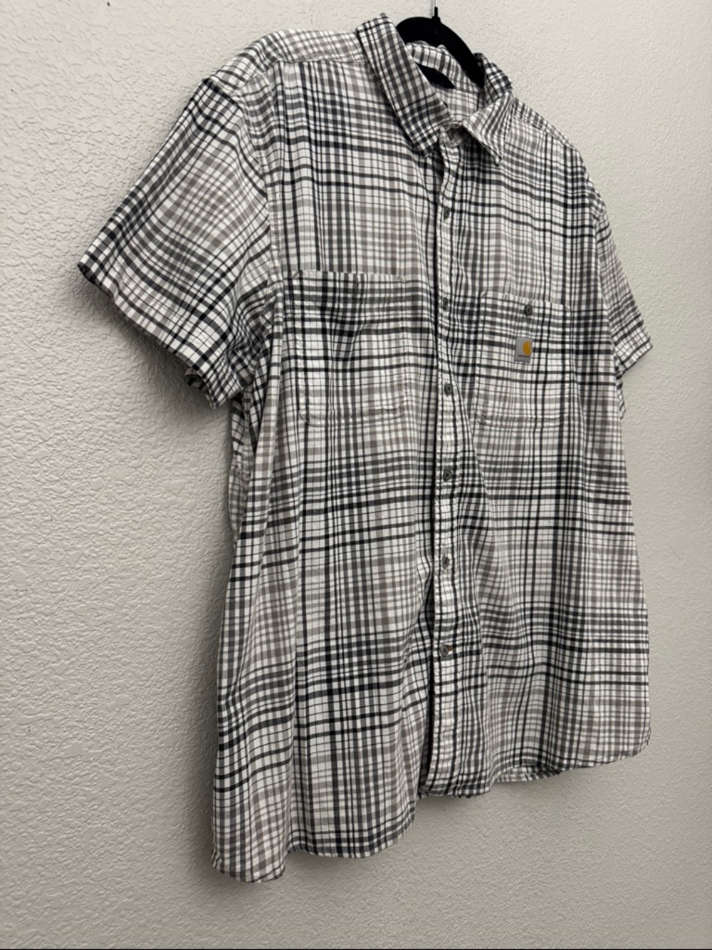 Carhartt Shirt Mens Size 2XL Gray Plaid Relaxed Fit Short Sleeve Button Front - Picture 5 of 11